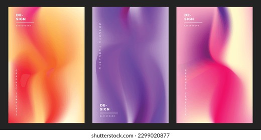 Gradient mesh background template copy space set. Abstract colour gradation design for poster, banner, or landing page