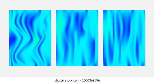 Gradient Mesh Backgrounds Set in Futuristic Style. Vector Mesh Templates. Minimal Holographic Backgrounds for Cover, Presentation, Book, Card, Report, Poster, Brochure, Magazine. Gradient Abstraction