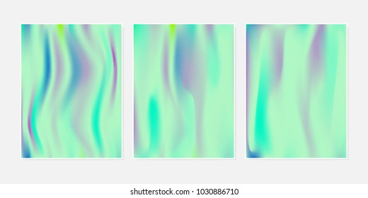 Gradient Mesh Backgrounds Set in Futuristic Style. Vector Mesh Templates. Minimal Holographic Backgrounds for Cover, Presentation, Book, Card, Report, Poster, Brochure, Magazine. Gradient Abstraction