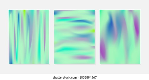 Gradient Mesh Backgrounds Set in Futuristic Style. Vector Mesh Templates. Minimal Holographic Backgrounds for Cover, Presentation, Book, Card, Report, Poster, Brochure, Magazine. Gradient Abstraction