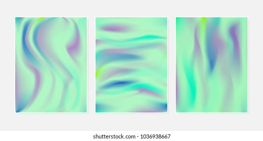Gradient Mesh Backgrounds Set in Futuristic Style. Vector Mesh Templates. Minimal Holographic Backgrounds for Cover, Presentation, Book, Card, Report, Poster, Brochure, Magazine. Gradient Abstraction