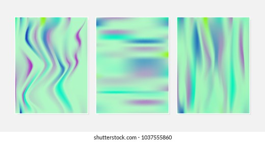 Gradient Mesh Backgrounds Set in Futuristic Style. Vector Mesh Templates. Minimal Holographic Backgrounds for Cover, Presentation, Book, Card, Report, Poster, Brochure, Magazine. Gradient Abstraction