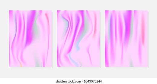 Gradient Mesh Backgrounds Set in Futuristic Style. Vector Mesh Templates. Minimal Holographic Backgrounds for Cover, Presentation, Book, Card, Report, Poster, Brochure, Magazine. Gradient Abstraction