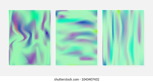 Gradient Mesh Backgrounds Set in Futuristic Style. Vector Mesh Templates. Minimal Holographic Backgrounds for Cover, Presentation, Book, Card, Report, Poster, Brochure, Magazine. Gradient Abstraction