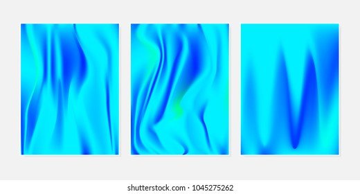 Gradient Mesh Backgrounds Set in Futuristic Style. Vector Mesh Templates. Minimal Holographic Backgrounds for Cover, Presentation, Book, Card, Report, Poster, Brochure, Magazine. Gradient Abstraction