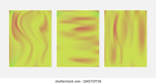 Gradient Mesh Backgrounds Set in Futuristic Style. Vector Mesh Templates. Minimal Holographic Backgrounds for Cover, Presentation, Book, Card, Report, Poster, Brochure, Magazine. Gradient Abstraction