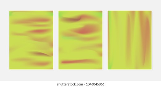 Gradient Mesh Backgrounds Set in Futuristic Style. Vector Mesh Templates. Minimal Holographic Backgrounds for Cover, Presentation, Book, Card, Report, Poster, Brochure, Magazine. Gradient Abstraction