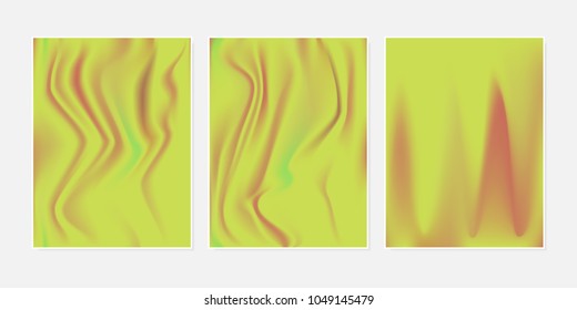 Gradient Mesh Backgrounds Set in Futuristic Style. Vector Mesh Templates. Minimal Holographic Backgrounds for Cover, Presentation, Book, Card, Report, Poster, Brochure, Magazine. Gradient Abstraction