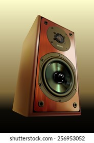 Gradient mesh brown wooden speaker