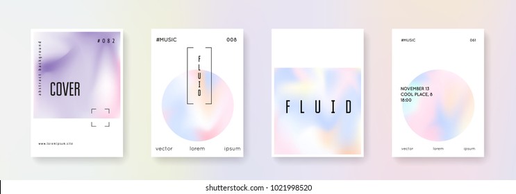 Gradient mesh cover set. Abstract backgrounds. Hipster gradient mesh cover with holographic foil. 90s, 80s retro style. Iridescent graphic template for brochure, banner, wallpaper, mobile screen