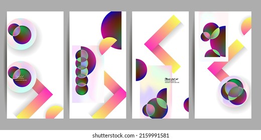 Gradient mesh cover set of backgrounds texture foil pearl shades. Abstract stylish gradient with holographic foil. 90s, 80s retro style	
