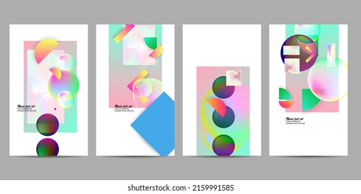 Gradient mesh cover set of backgrounds texture foil pearl shades. Abstract stylish gradient with holographic foil. 90s, 80s retro style	
