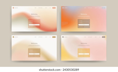 gradient mesh design of landing page set vector template.