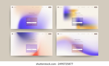 gradient mesh design of landing page set vector template