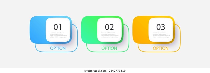 Gradient mesh infographic with 3 
square elements and options. 
Vector illustration.