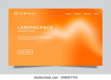 gradient mesh landing page template. Creative concept vector multicolored blurred background. Gradient background with color transitions. Smooth and blurry colorful gradient mesh background. orange