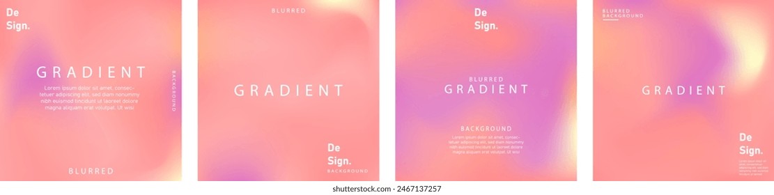 Gradient mesh light background set. Soft color. Bright colorful colors. Simple modern screen design. Sunset and sunrise sky colors. Blue, purple, orange, pink, yellow. Vibrant style template.