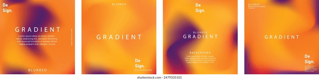 gradient mesh summer vibes background set. Square colorful templates for posts, banners and posters.