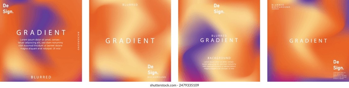 gradient mesh summer vibes background set. Square colorful templates for posts, banners and posters.