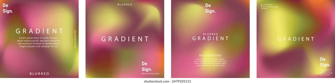 gradient mesh summer vibes background set. Square colorful templates for posts, banners and posters.