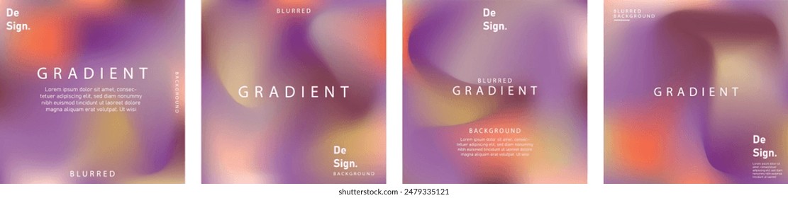 gradient mesh summer vibes background set. Square colorful templates for posts, banners and posters.