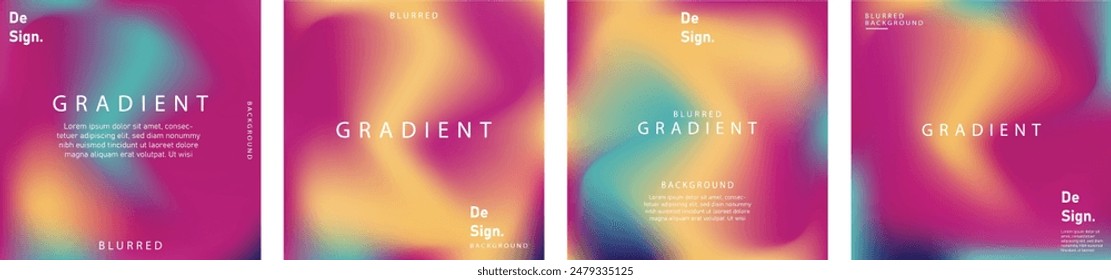 gradient mesh summer vibes background set. Square colorful templates for posts, banners and posters.