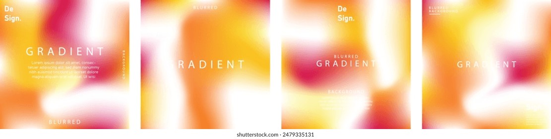 gradient mesh summer vibes background set. Square colorful templates for posts, banners and posters.