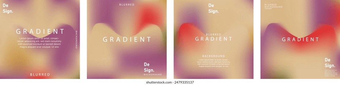 gradient mesh summer vibes background set. Square colorful templates for posts, banners and posters.