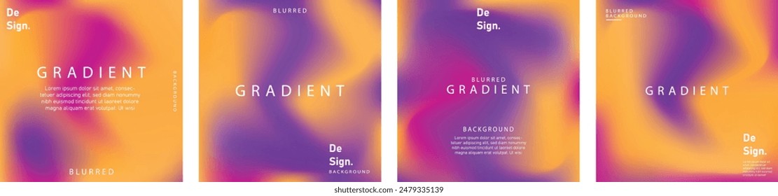 gradient mesh summer vibes background set. Square colorful templates for posts, banners and posters.