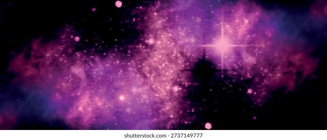Gradient Mesh Vibrant Purple Nebula Galaxy – Cosmic Deep Space Background