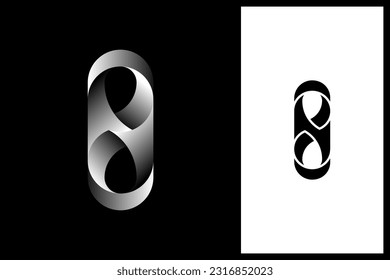 Farbverlauf-Metall-Eisen-Nummer 8 oder acht Logo-Design