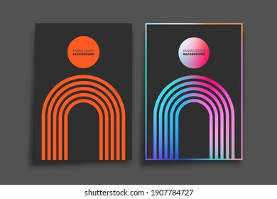 Gradient and minimal arch line design for background, wallpaper, flyer, poster, brochure cover, typography, or other printing products. Vector illustration.