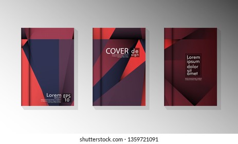 Gradient minimal geometric pattern. design a triangular cover background with red and black
