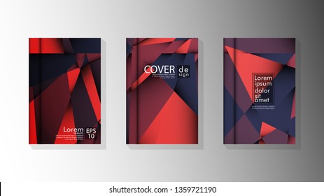 Gradient minimal geometric pattern. design a triangular cover background with red and black