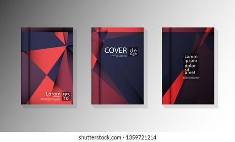 Gradient minimal geometric pattern. design a triangular cover background with red and black