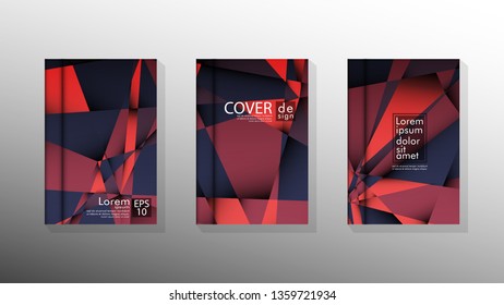 Gradient minimal geometric pattern. design a triangular cover background with red and black