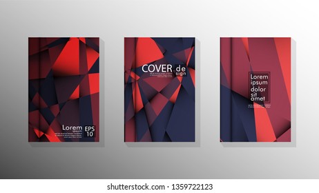 Gradient minimal geometric pattern. design a triangular cover background with red and black