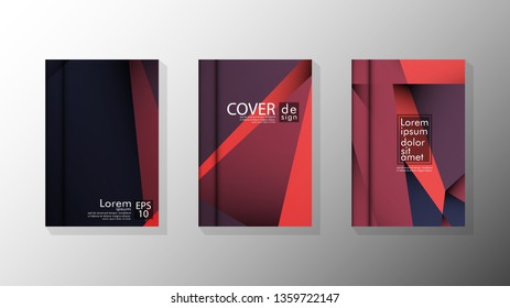 Gradient minimal geometric pattern. design a triangular cover background with red and black