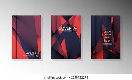 Gradient minimal geometric pattern. design a triangular cover background with red and black