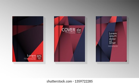 Gradient minimal geometric pattern. design a triangular cover background with red and black