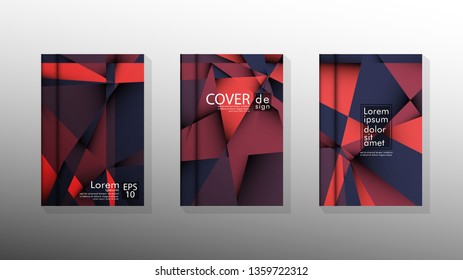 Gradient minimal geometric pattern. design a triangular cover background with red and black