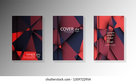 Gradient minimal geometric pattern. design a triangular cover background with red and black