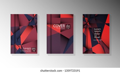 Gradient minimal geometric pattern. design a triangular cover background with red and black