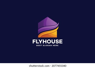 Gradient Minimalist House Real Estate Logo