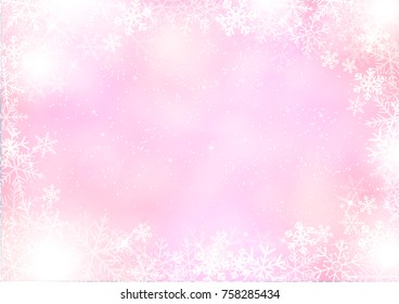 The gradient mixed purple winter paper background with snowflake border