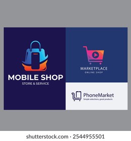 Gradient mobile store logo designGradient mobile store logo design