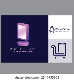 Gradient mobile store logo designGradient mobile store logo design