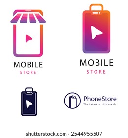 Gradient mobile store logo designGradient mobile store logo design