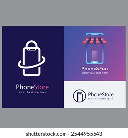 Gradient mobile store logo designGradient mobile store logo design