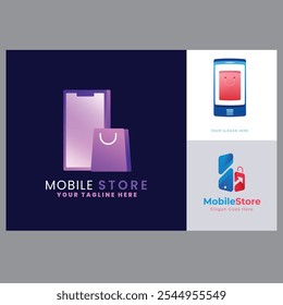 Gradient mobile store logo designGradient mobile store logo design